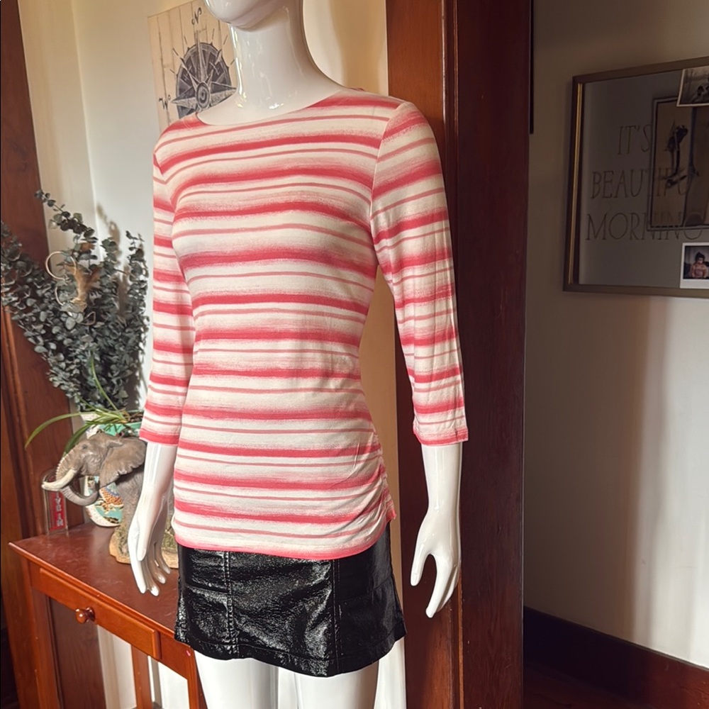 FDJ size small Striped Pink and White Women's Top stretchy